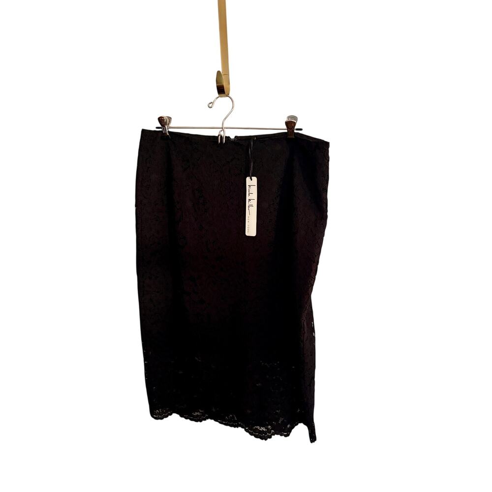 NWT Nicole Miller Black Lace Pencil Skirt 12